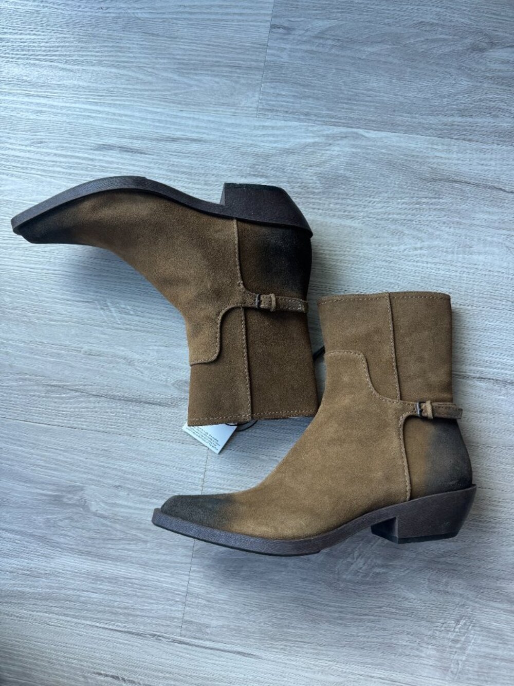 Zara Western Ankle Boots NWT Brown Suede Cowboy Boots